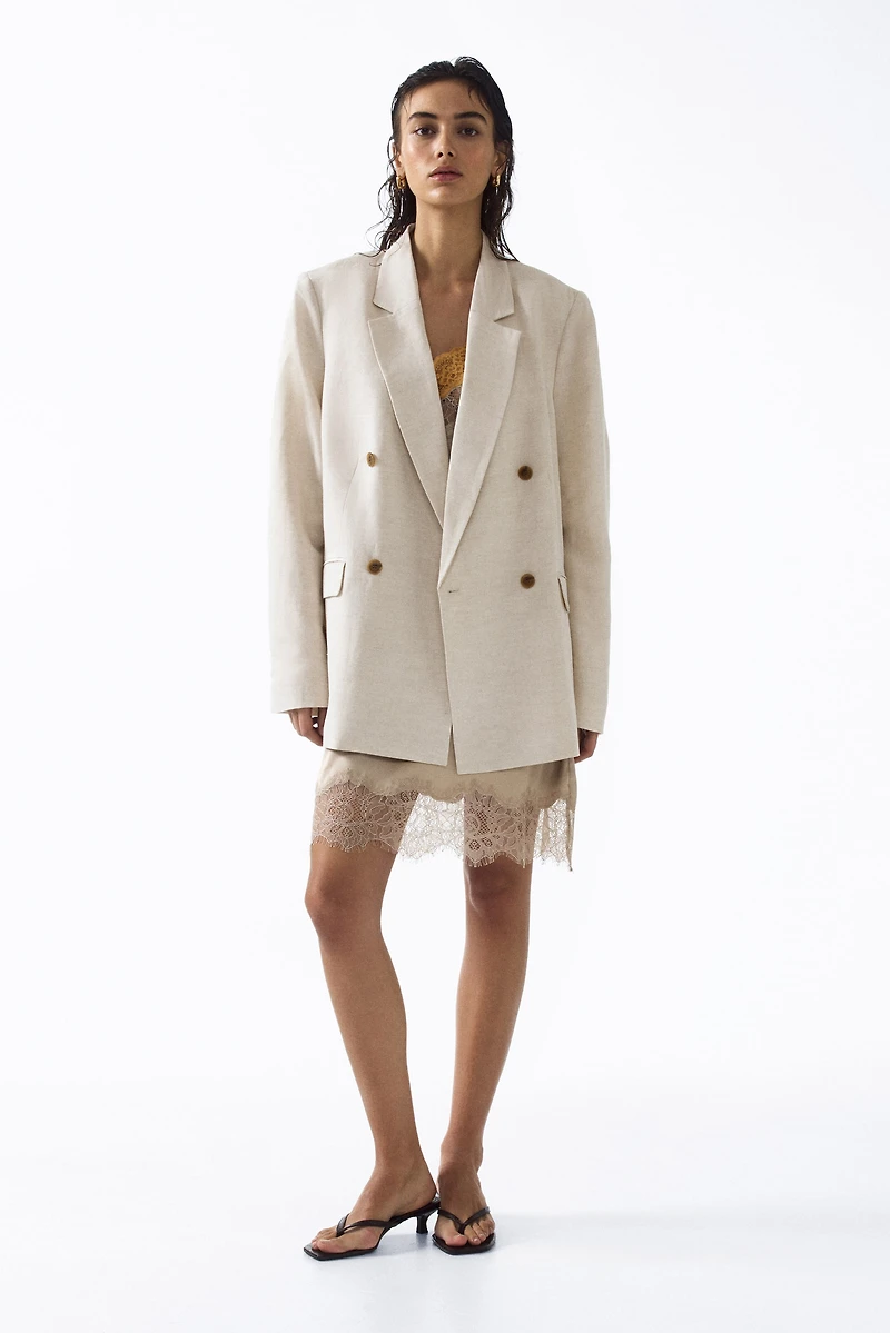 Veston à fermeture croisée en lin mélangé