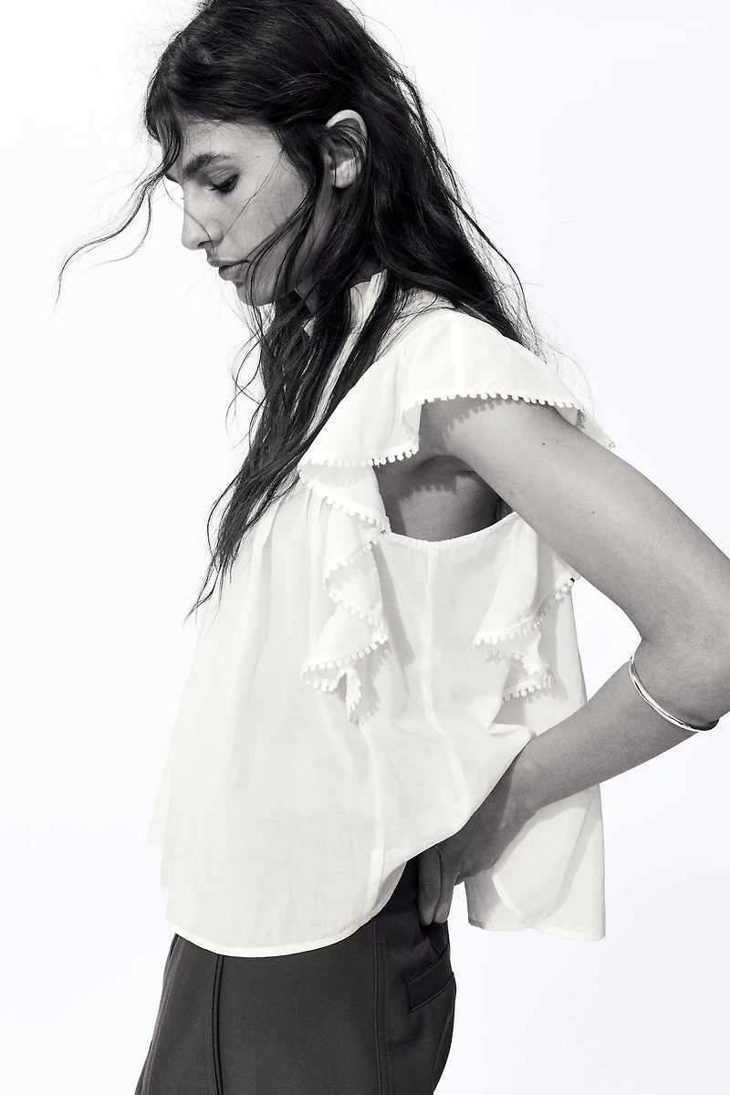 Frill-trimmed blouse