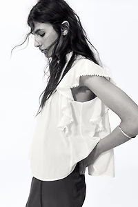 Frill-trimmed blouse