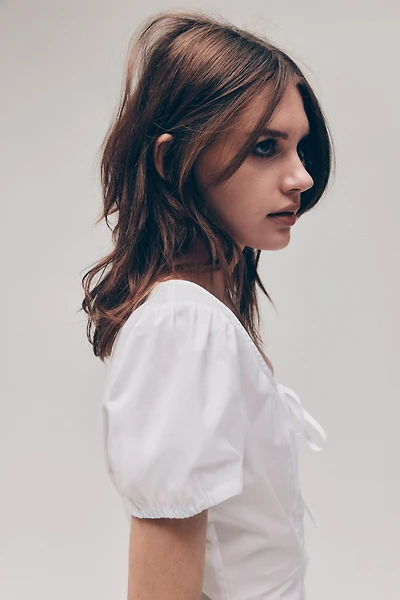 Puff-Sleeved Poplin Blouse