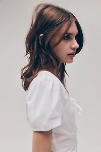 Puff-Sleeved Poplin Blouse