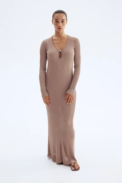 Long Rib-Knit Dress