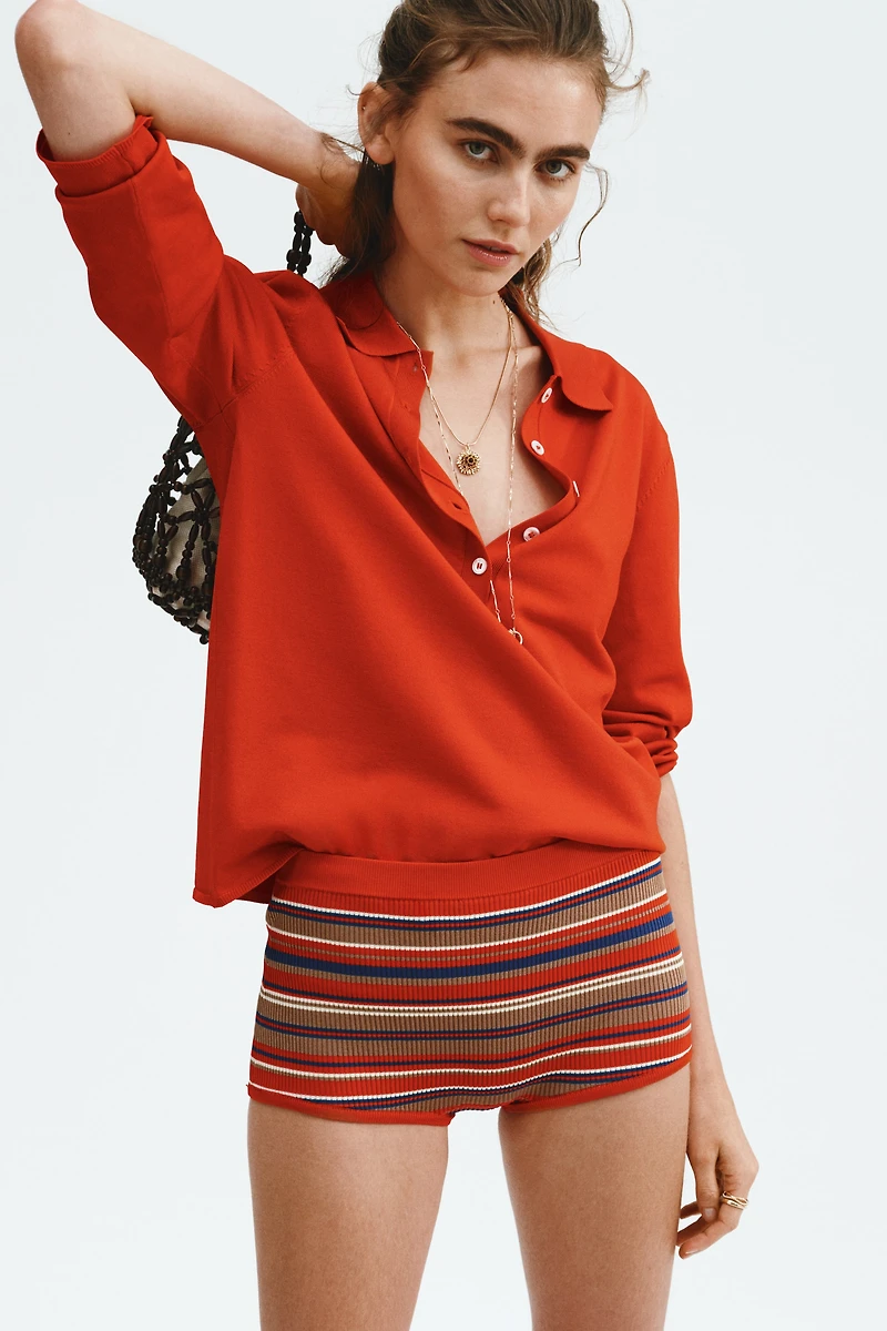 Rib-Knit Mini Shorts