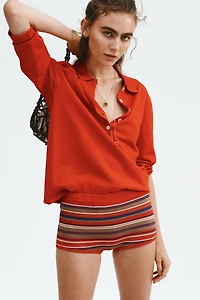 Rib-Knit Mini Shorts