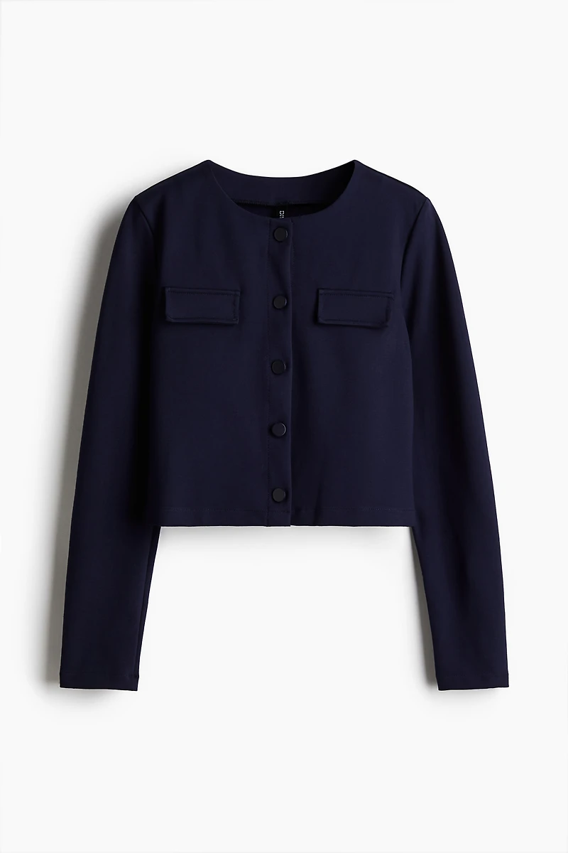 Pocket-Detail Jersey Cardigan