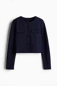 Pocket-Detail Jersey Cardigan
