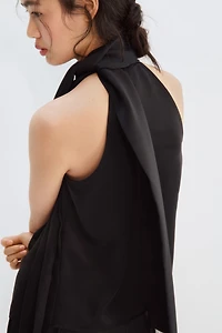 Scarf-Detail Satin Top