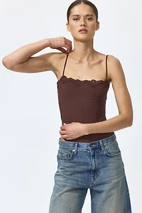 Lace-Trimmed Strappy Bodysuit