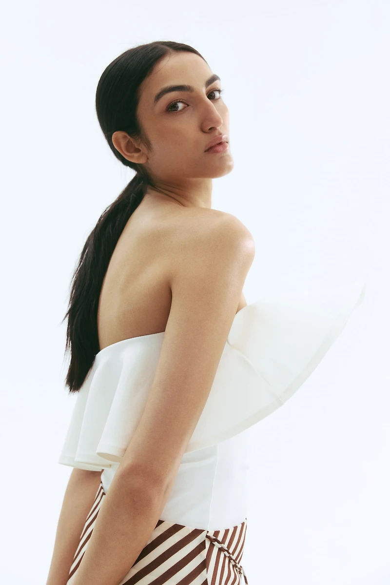 Flounced Interlock Bandeau Top