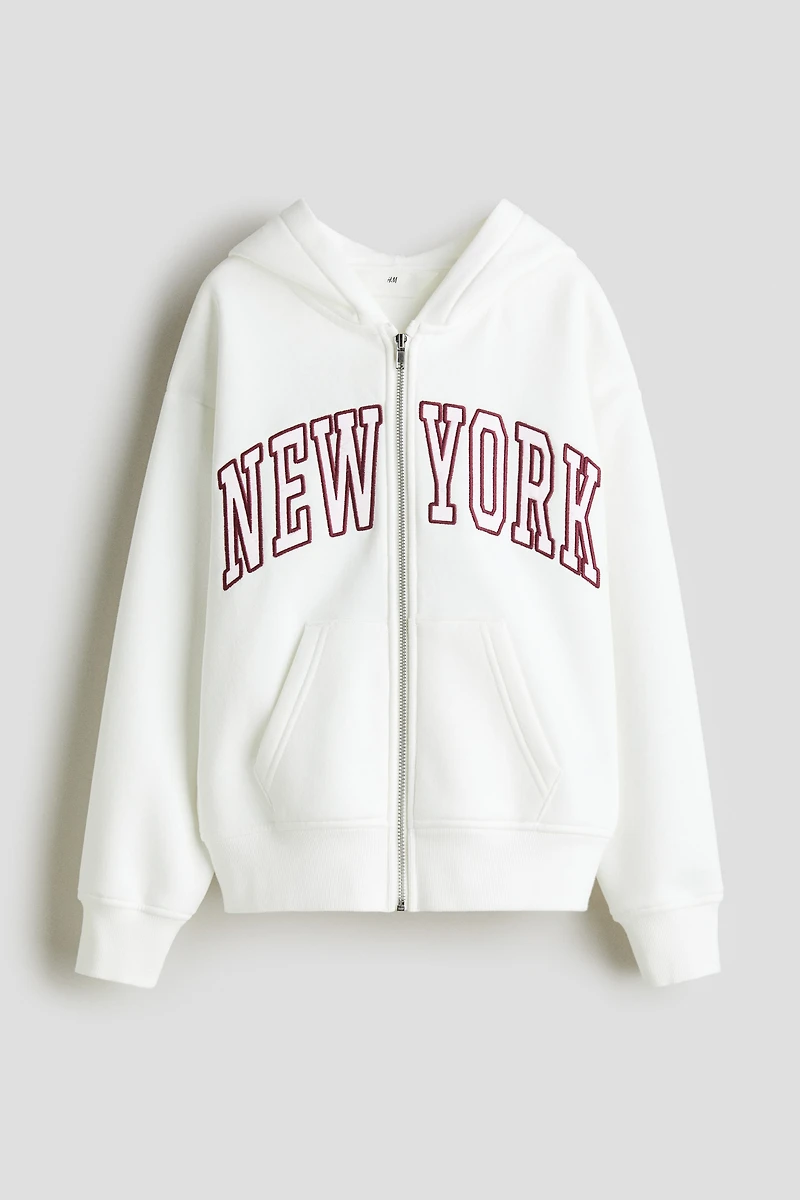 Hooded Jacket with Embroidered Motif