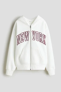 Hooded Jacket with Embroidered Motif