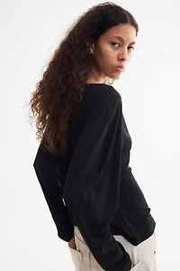 Long-Sleeved Boat-Neck Top