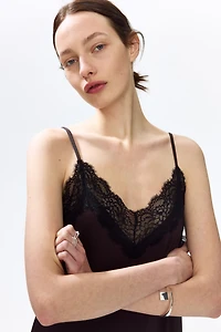 Lace-Trimmed Slip Dress