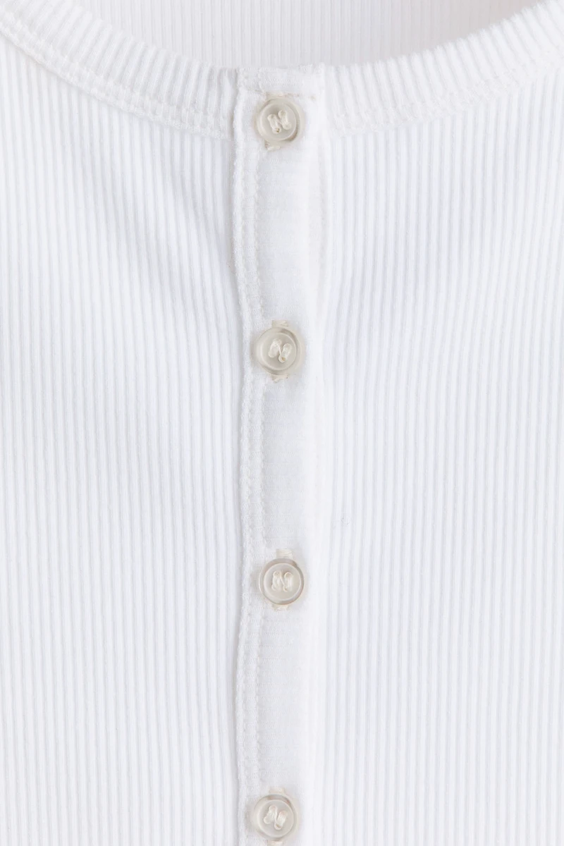 Ribbed Button-Front Top