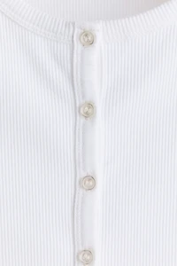 Ribbed Button-Front Top