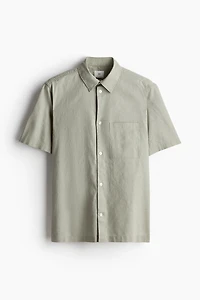 Regular Fit Short-sleeved Linen-Blend Shirt