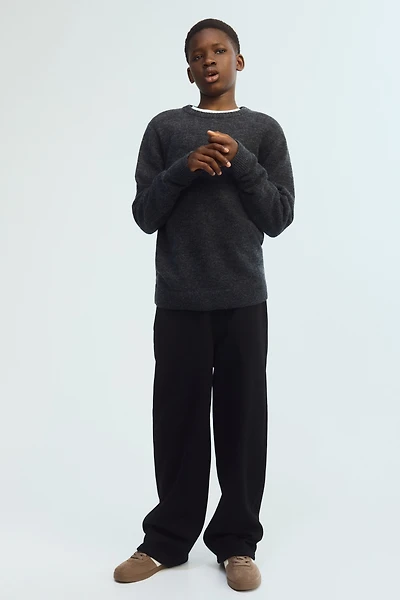 Wide-Leg Brushed-Inside Joggers