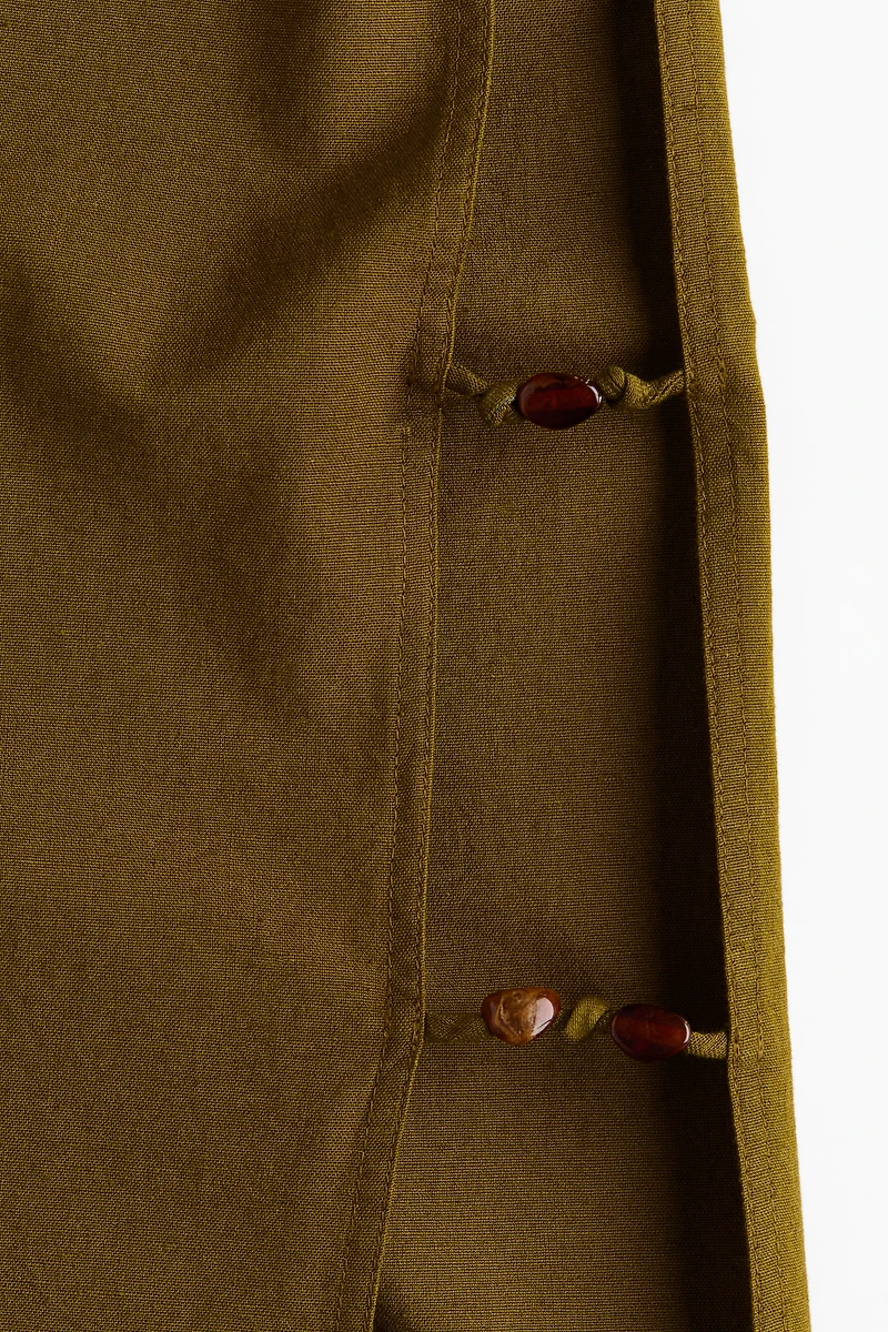 Linen-Blend Cutout Pants