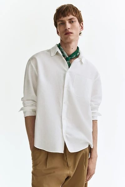 Chemise décontractée en lin mélangé