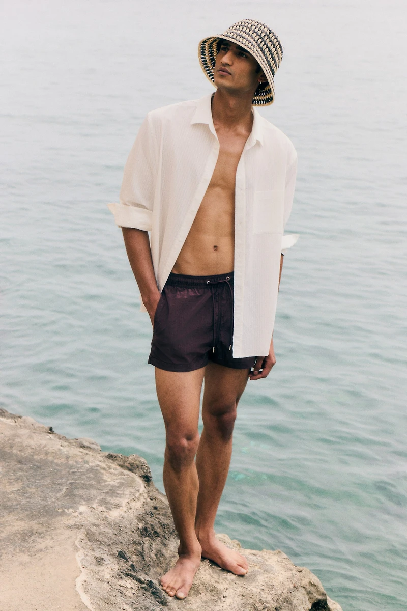 Crinkled Nylon Swim Shorts