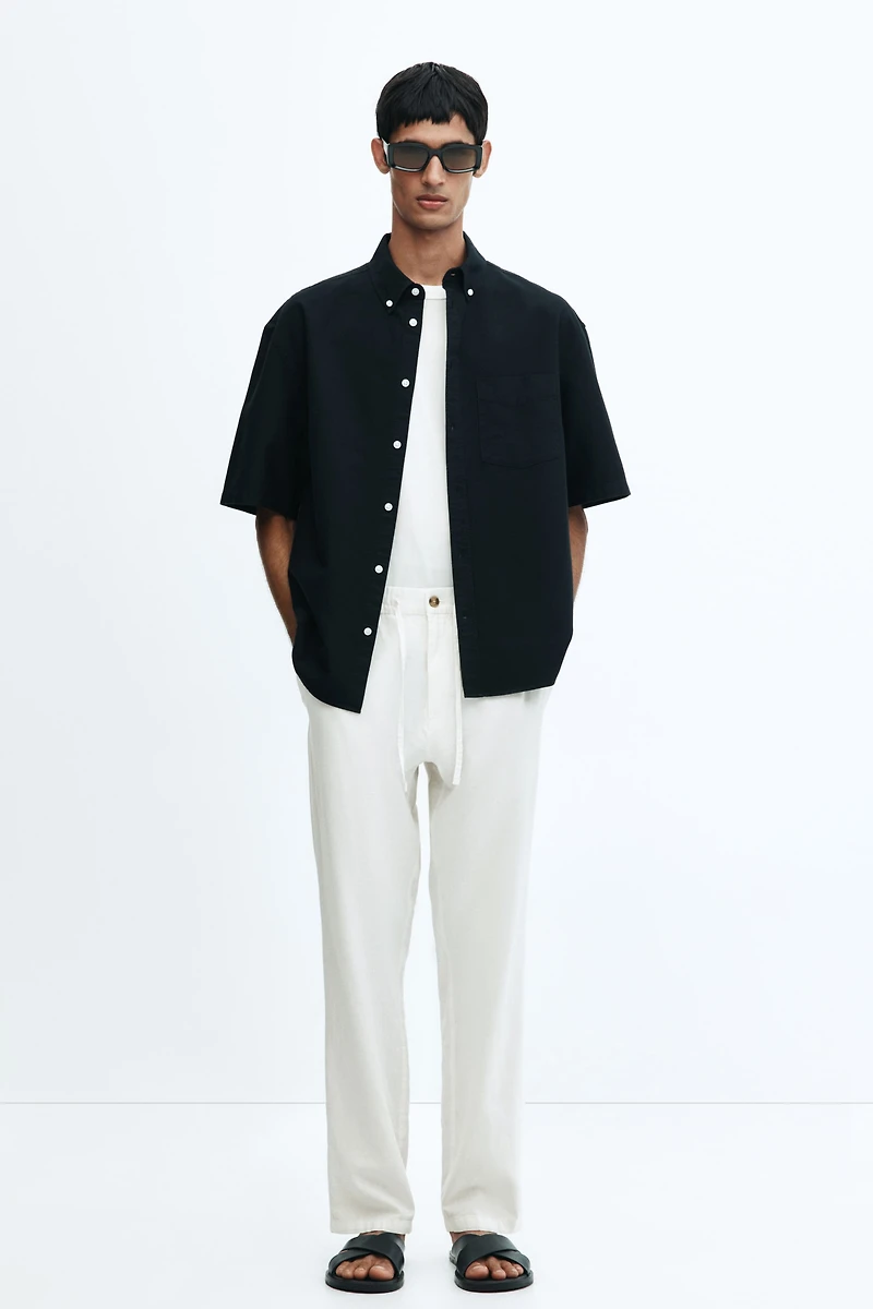 Regular-Fit Linen-Blend Pants