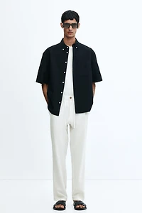 Regular-Fit Linen-Blend Pants