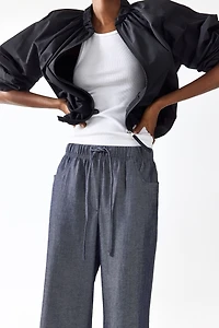 Straight-Leg Drawstring Pants