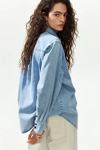 Ruffle-Trimmed Denim Shirt