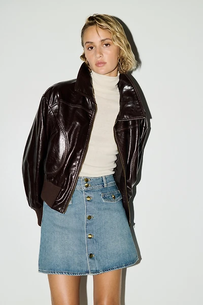 Minijupe trapèze en denim