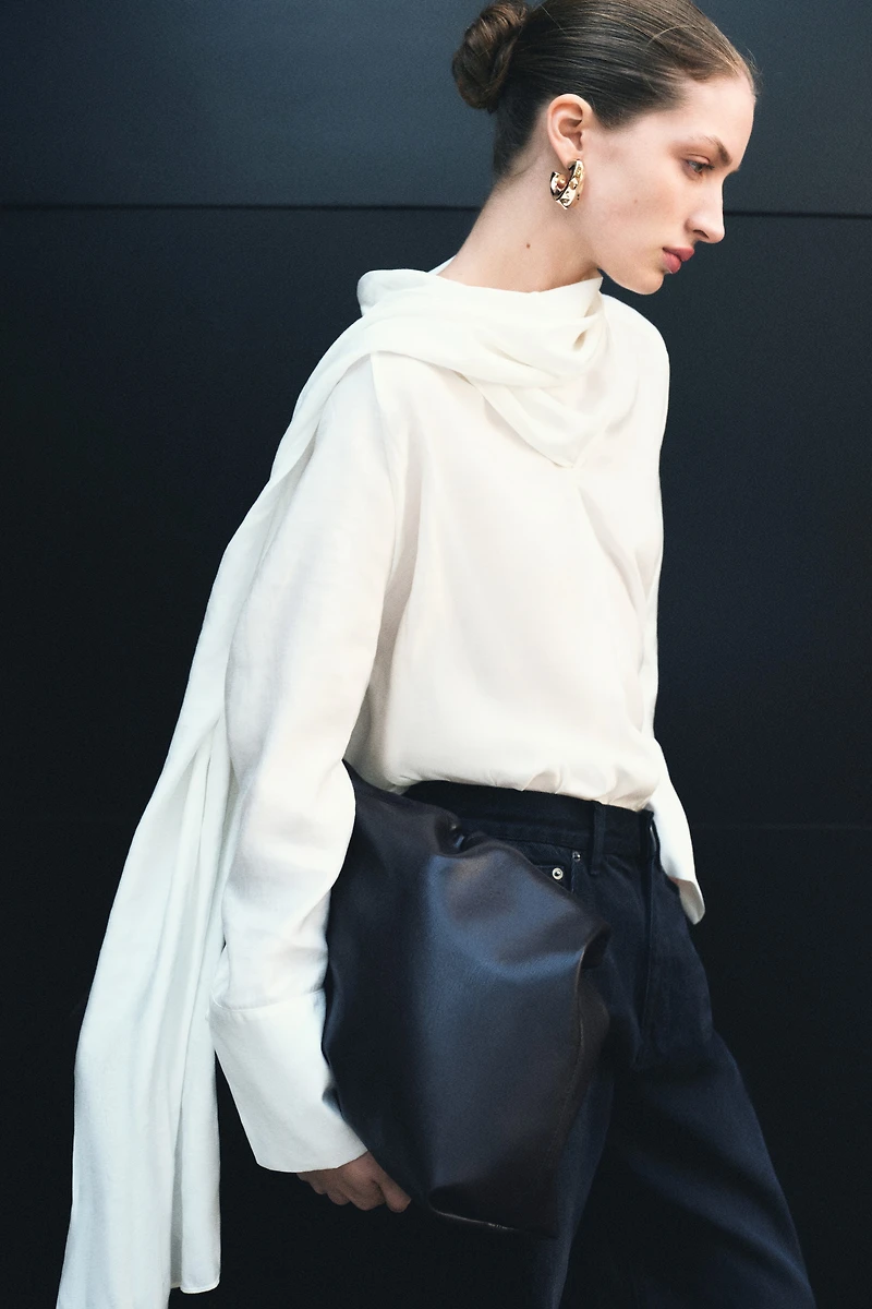 Blouse with Scarf Collar