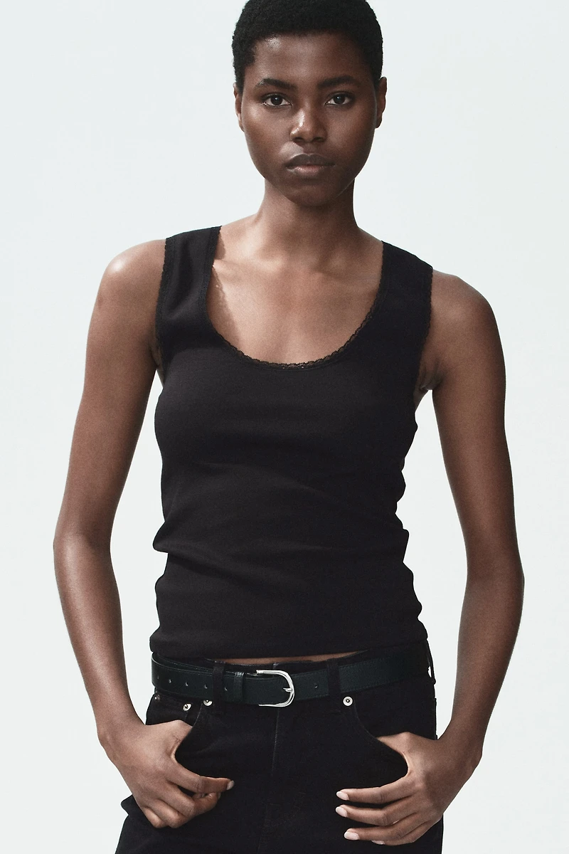 Lace-Trimmed Tank Top