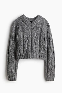 V-Neck Cable-Knit Sweater