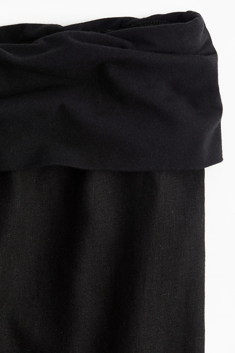 Foldover-Waist Linen-Blend Pants