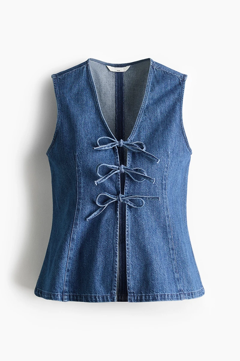 MAMA Tie-Front Denim Vest