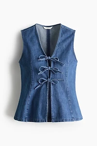MAMA Tie-Front Denim Vest