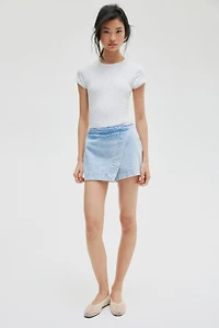 Denim Wrap Skort