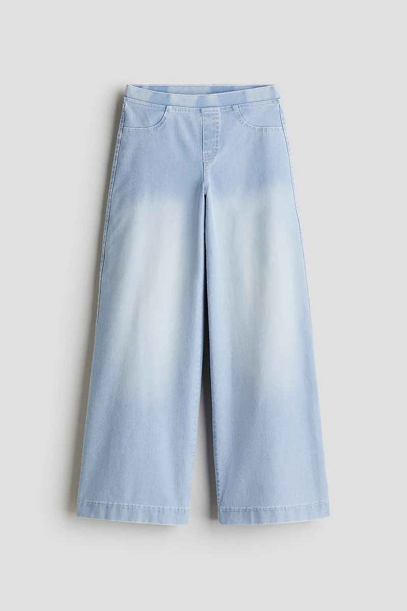 Wide-Leg Denim-Look Pants