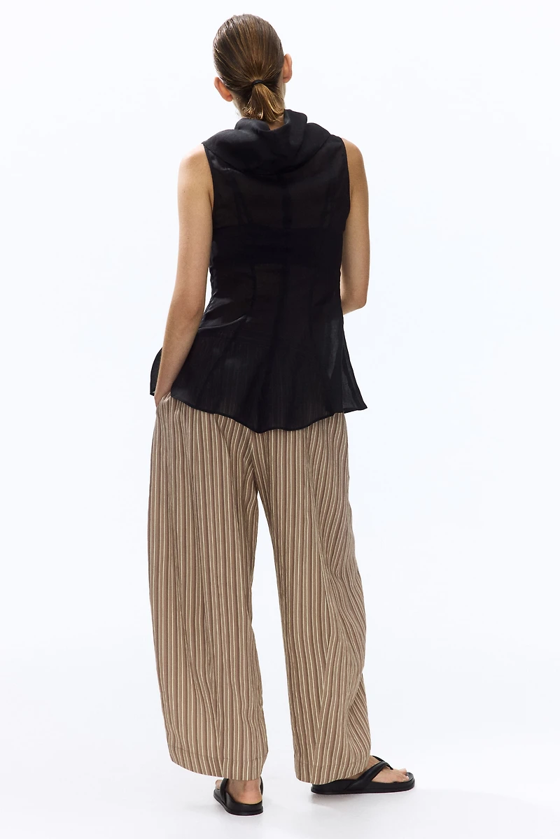 Pantalon jambes tonneau en modal mélangé