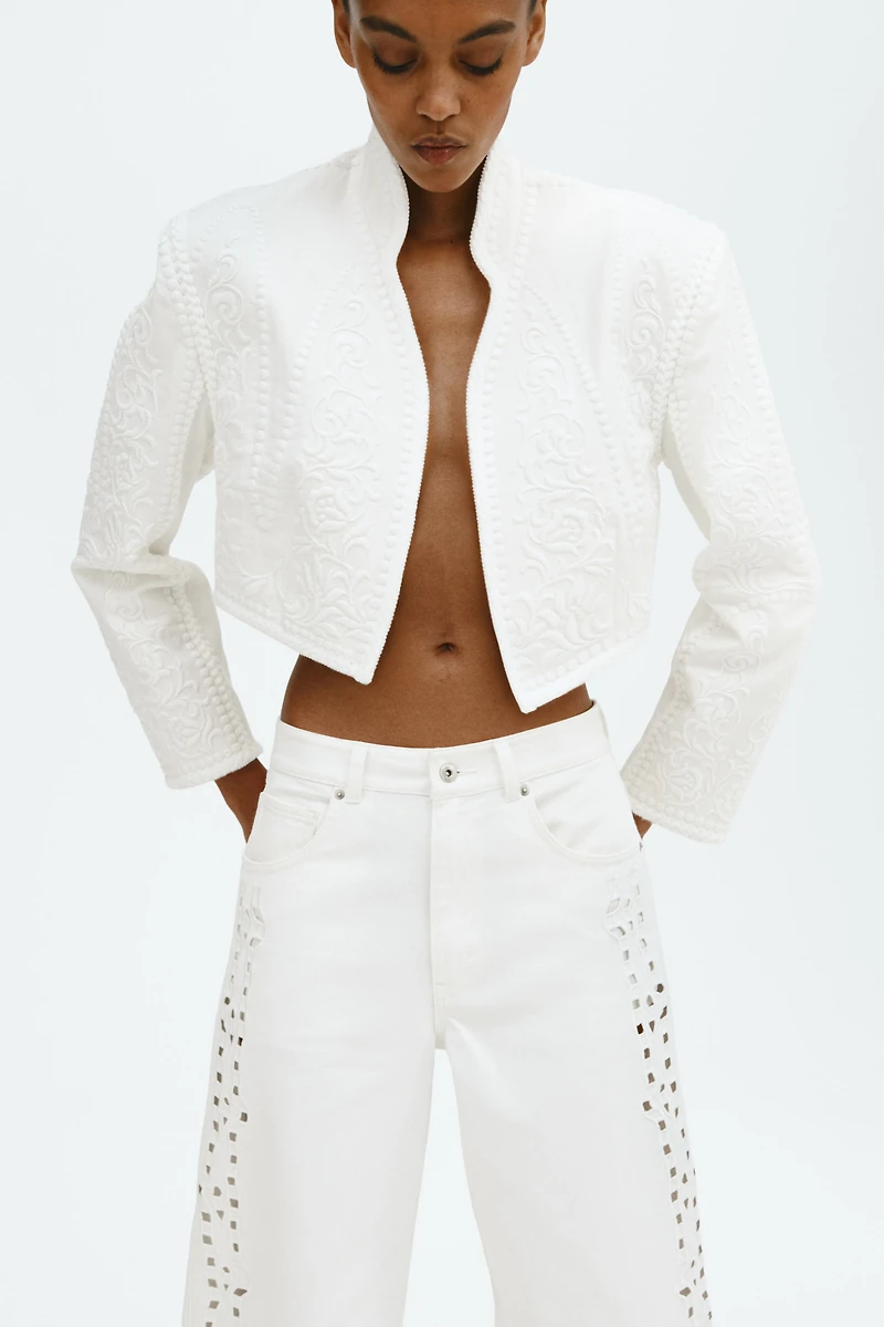 Eyelet-Embroidered Jeans