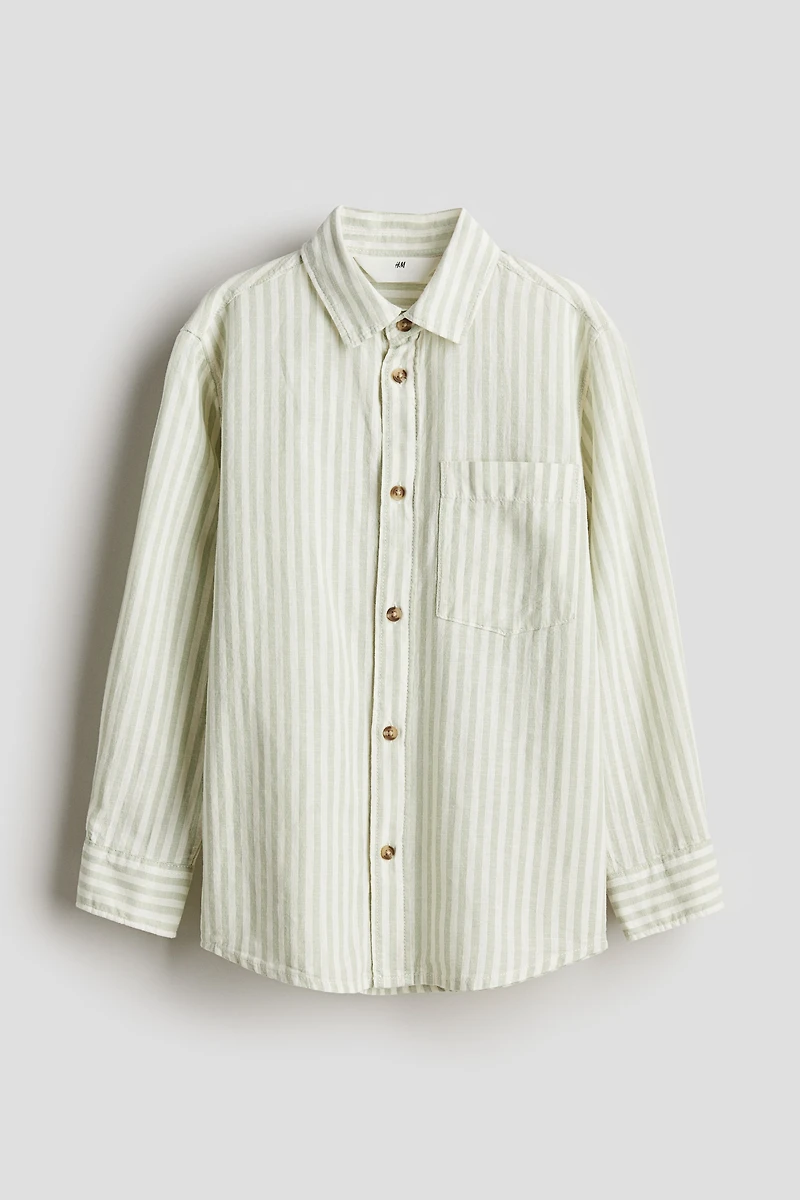 Long-sleeved Linen-blend Shirt
