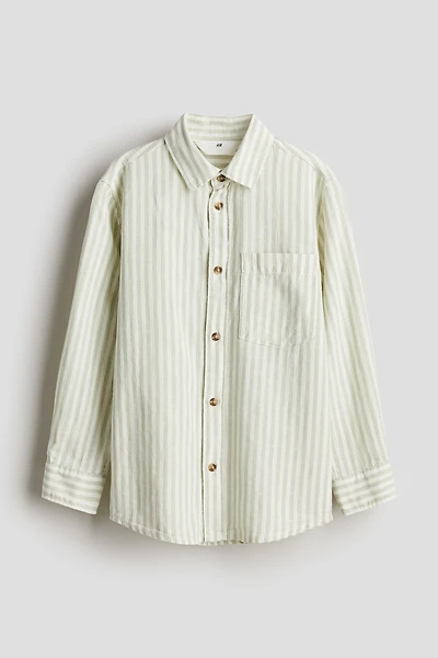 Chemise à manches longues en lin mélangé
