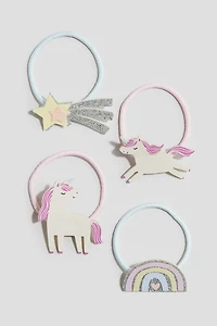 4-Pack Appliquéd Hair Elastics