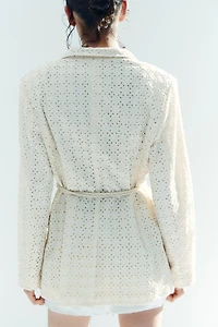 Eyelet-Embroidered Cotton Blazer