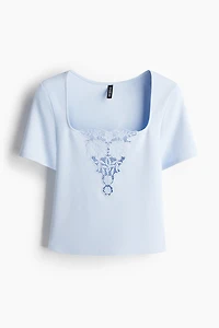 Top with Eyelet Embroidered Detail