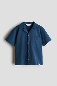 Chemise en crépon de coton à col cubain