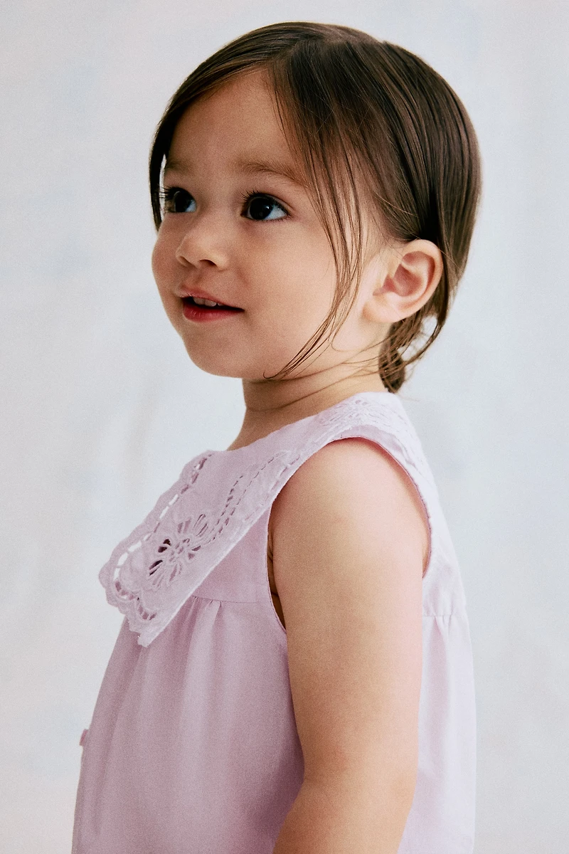 Cotton Romper Suit with Sailor Collar