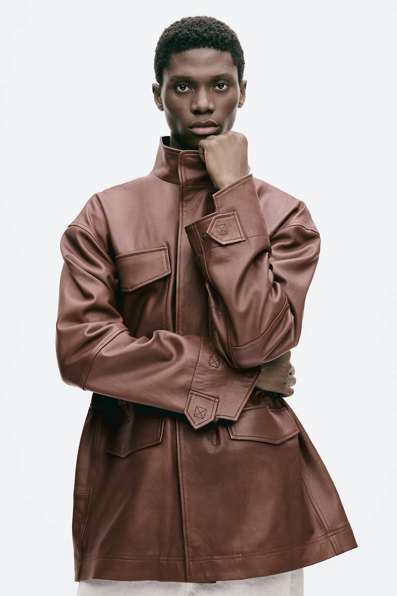 Leather Cargo Jacket