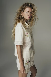 Linen-Blend Pajama Shorts