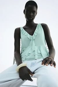 Flounced Sleeveless Top