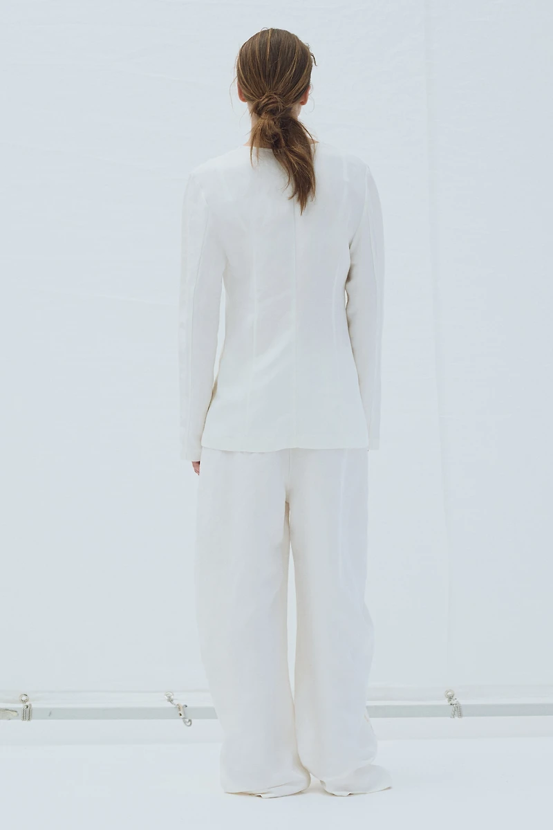 Tie-Front Linen-Blend Jacket